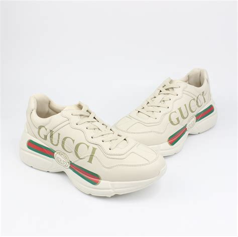 rhyton gucci logo leather sneaker cheap|gucci rhyton sneakers mickey mouse.